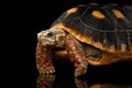 Close-up of Red-footed tortoises, Chelonoidis carbonaria, Isolated black background Royalty Free Stock Photo