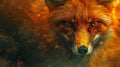 A close up of a red fox with orange eyes, AI Royalty Free Stock Photo