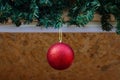 Close up of a red glittery christmas ornament.