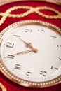 Close-up of red and gold antique tambour clock Royalty Free Stock Photo