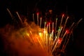 Close-up red and gold festive fireworks on a black background Royalty Free Stock Photo