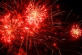 Close-up red and gold festive fireworks on a black background Royalty Free Stock Photo