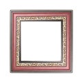 Red with gold picture frame with carving flower patterns  isolated on white background with clipping path Royalty Free Stock Photo