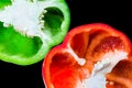 Close-up of red and green bell pepper Royalty Free Stock Photo