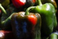 Close-up of red and green bell peppers Royalty Free Stock Photo