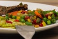 Close up of red, green, yellow and orange vegetables