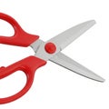 Close-up of Red Handled Scissors on White Background cutting sharp Royalty Free Stock Photo