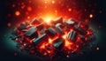 Glowing Hot Charcoal Embers for Grilling, AI Generated Royalty Free Stock Photo