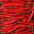 Close up of red hot chili peppers texture background, copy space Royalty Free Stock Photo