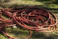 close up red irrigation hose Royalty Free Stock Photo