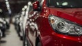 Close-up of a red jeep headlight