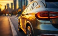 close-up of a red led taillight on a modern car, detail on the rear light of a car Royalty Free Stock Photo