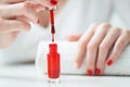 Close-up of red nail polish drop Royalty Free Stock Photo