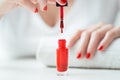 Close-up of red nail polish drop Royalty Free Stock Photo