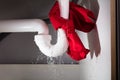 Red Napkin Tied Under The Leakage Sink Pipe Royalty Free Stock Photo