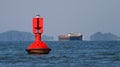 Close up of a red navigational buoy Royalty Free Stock Photo