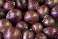 Close-up of red onion on display in market