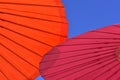 Close-up of a red and orange parasol umbrella Royalty Free Stock Photo