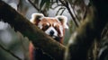 A close up of a red panda in a tree. AI generative image. Royalty Free Stock Photo