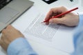 Marking Error During Spellchecking Text With Red Pencil Royalty Free Stock Photo