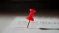 Close  up red pin marked on calendar Royalty Free Stock Photo