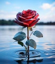 Frozen rose with frosty water droplets and moody lighting Royalty Free Stock Photo