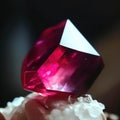 Close-up of red Ruby stone mineral crystal & x28;AI generated& x29;