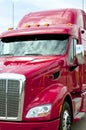 Close up of a red semi truck Royalty Free Stock Photo