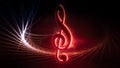 Close up of red shining Violin Key on starry abstract background Royalty Free Stock Photo