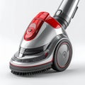 Close up of a red and silver vacuum cleaner head with brush on a white background Royalty Free Stock Photo