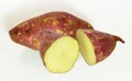 Close-up of red skin sweet potatoes on the white background. Royalty Free Stock Photo