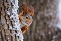 A close up of a Red Squirrel in Winter Royalty Free Stock Photo