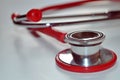 Close-up of a red stethoscope Royalty Free Stock Photo