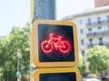 Close up of a red stop light for cyclists on a european cycle route in a city centre Royalty Free Stock Photo