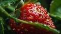 A close up of a red strawberry with droplets of water on it Royalty Free Stock Photo