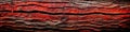 Close Up Red Textured Wood Background Panoramic Banner. Generative AI