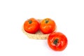 Close up red tomatoes isolated on white background.Tomato with droplets of water.Fresh tomatoes ready to cook.Tomatoes are vegetab