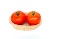 Close up red tomatoes isolated on white background.Tomato with droplets of water.Fresh tomatoes ready to cook.Tomatoes are vegetab