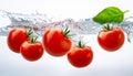 Close up of red tomatoes in water background