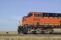 Close-up of red train engine