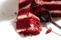 Close up Red Velvet cake with Whipped Cream