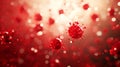 A close-up of red virus cells suspended in a blue setting, highlighting their structure. Royalty Free Stock Photo