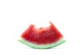 Close up of Red watermelon Bite on a white background Royalty Free Stock Photo