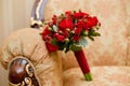 Close up of red wedding bouquet - background Royalty Free Stock Photo