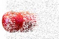 red wet apple on white background with liquify effect