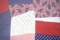 Close-up of red, white and blue themed quilt Royalty Free Stock Photo