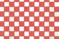 Close up of a Red and White Checkered Square Sheet, Wax Paper Food Basket Liner