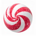 Close Up of a Red and White Peppermint Swirl Candy on White Royalty Free Stock Photo