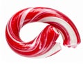 Close Up of Red and White Striped Twisted Candy Cane on White Background Royalty Free Stock Photo