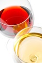 Close-up of red and white wine glasses Royalty Free Stock Photo